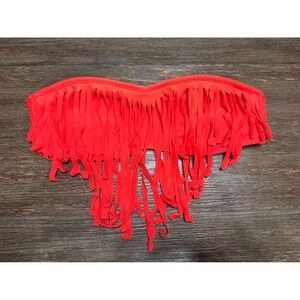 Roxy Red Fringe Bandeau Bikini Top Small Padded Swimwear 617910